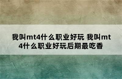 我叫mt4什么职业好玩 我叫mt4什么职业好玩后期最吃香